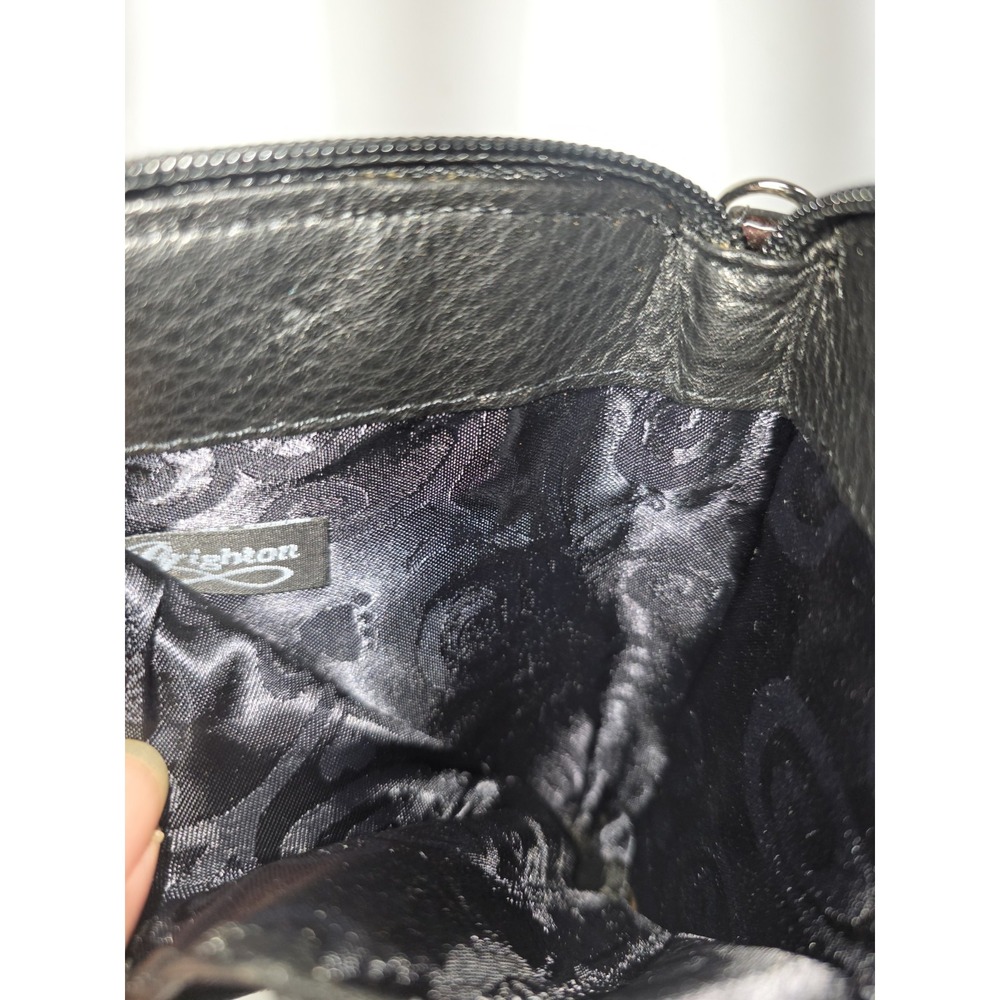 Brighton Black Leather Wallet-Purse Bag Crossbody Silver Tone Metal Hardware - Picture 10 of 11